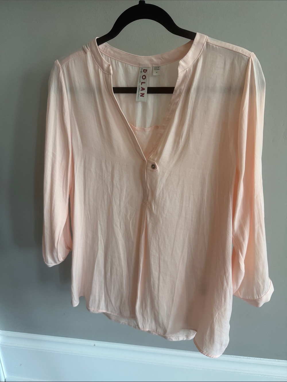 Anthropologie Dolan Multi fabric Pale Pink V-Neck Button Blouse